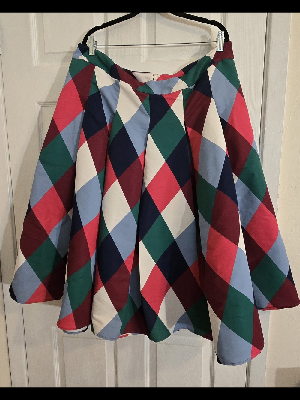 Flared Multi-Color Diamond Print Skirt
